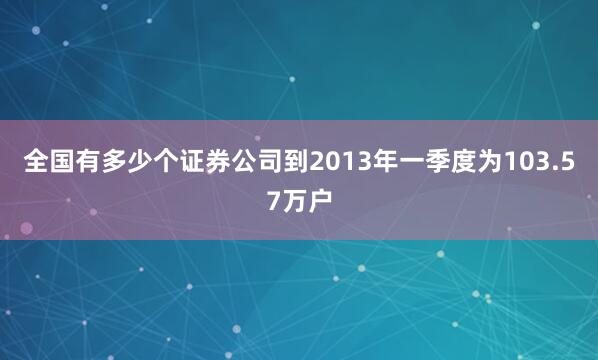全国有多少个证券公司到2013年一季度为103.57万户